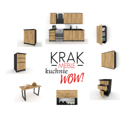 Słupek Kuchenny Stojąca Szafka Kuchenna KIRA Czarna Dąb Craft 60x200cm