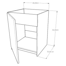 Szafka Kuchenna pod zlew Stojąca KIRA Biała Sonoma 60cm Cichy Domyk