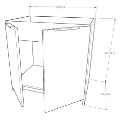Szafka Kuchenna pod zlew Stojąca KIRA Czarna Biały Mat 80cm Cichy Domyk