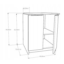 Szafka Kuchenna Stojąca Dolna KIRA Czarna Craft 80cm blat Cichy Domyk