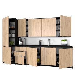 Szafka Kuchenna Wisząca KIRA Czarna Artisan 80cm Cichy Domyk tip-on Blum