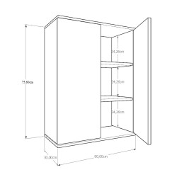 Szafka Kuchenna Wisząca KIRA Czarna Dąb Craft 80cm Cichy Domyk tip-on Blum